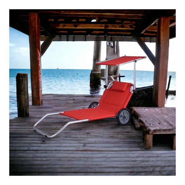 Sdraio da spiaggia portatile con ruote Dodi rosso