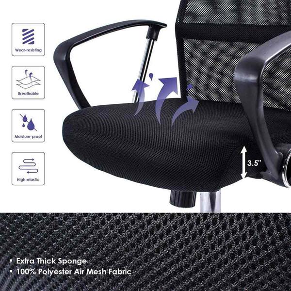 Sedia ufficio ergonomica in tessuto reclinabile con ruote nero - Alex