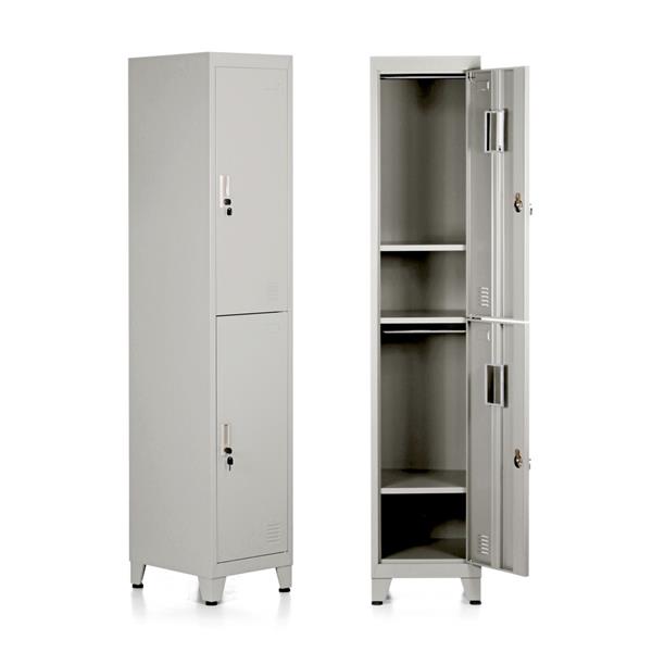 Armadietto metallico 2 ante grigio appendiabiti e ripiano inferiore