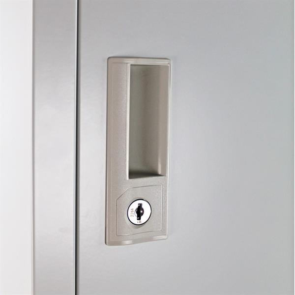 Armadietto metallico 2 ante grigio appendiabiti e ripiano inferiore