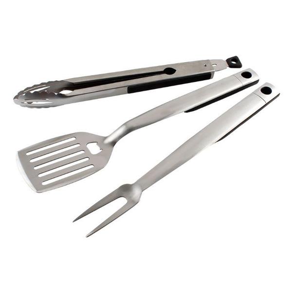 Attrezzi Barbecue: pinza, spatola e forchettone in acciaio