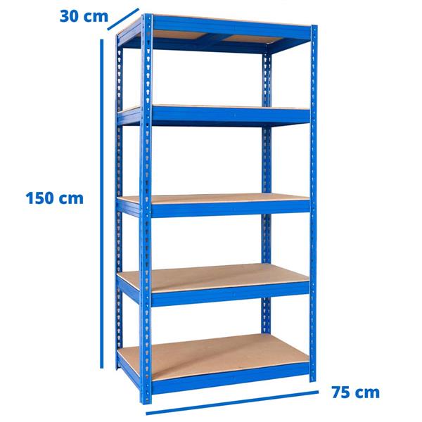 Scaffali metallici 150x75x30 cm  5 ripiani blu