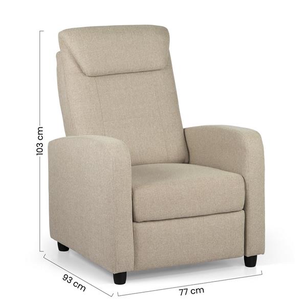 Poltrona reclinabile manuale 77x93x103 color sabbia - Marta