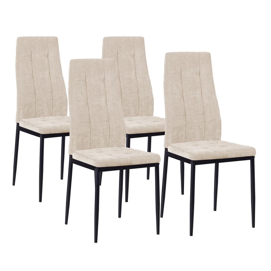 Set 4 sedie design in tessuto con gambe nere - Milano