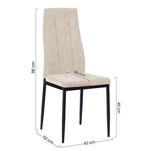 Set 4 sedie design in tessuto con gambe nere - Milano