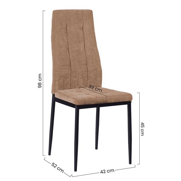 Set da 4 sedie design in tessuto color nocciola - Milano