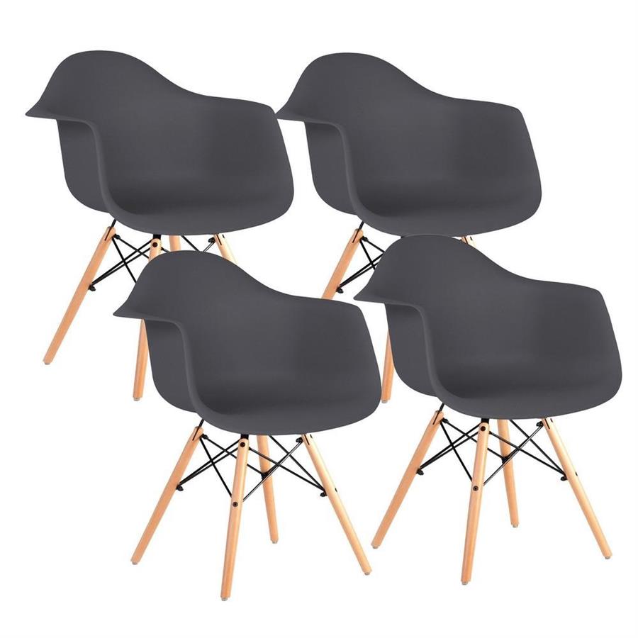 Set da 4 poltroncine da cucina grigie con braccioli - Federica