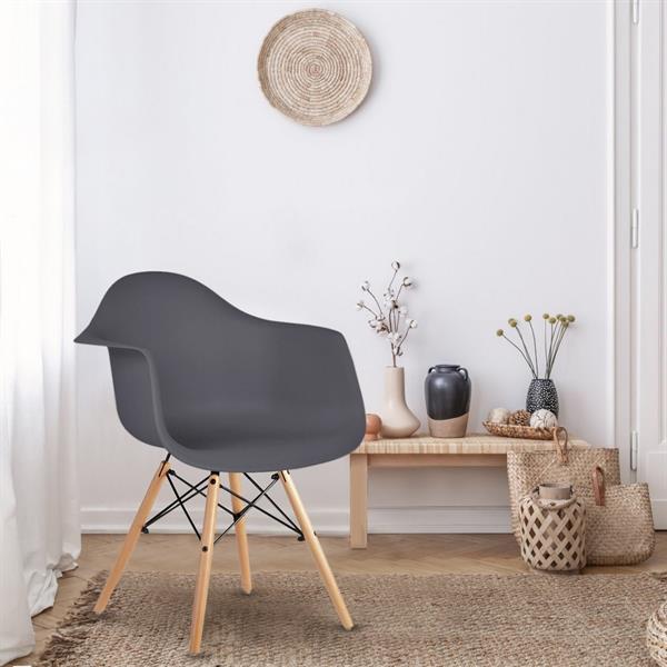 Set da 4 poltroncine da cucina grigie con braccioli - Federica