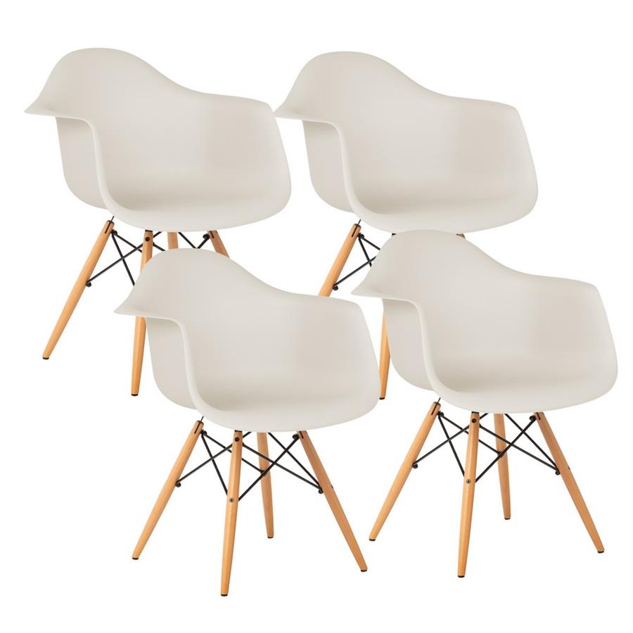 Set da 4 sedie da cucina con braccioli grigio chiaro - Federica