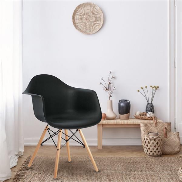 Set da 4 Sedie design nere con braccioli - Federica