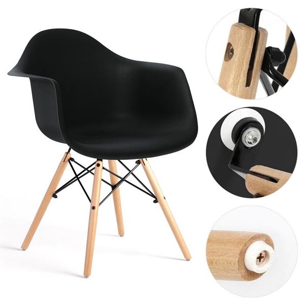 Set da 4 Sedie design nere con braccioli - Federica