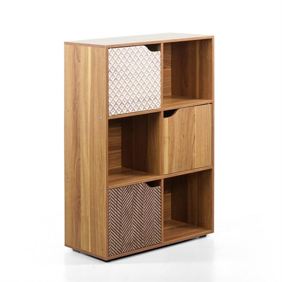 Libreria in legno 6 cubi con ante decorate