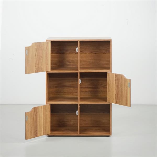 Libreria in legno 6 cubi con ante decorate