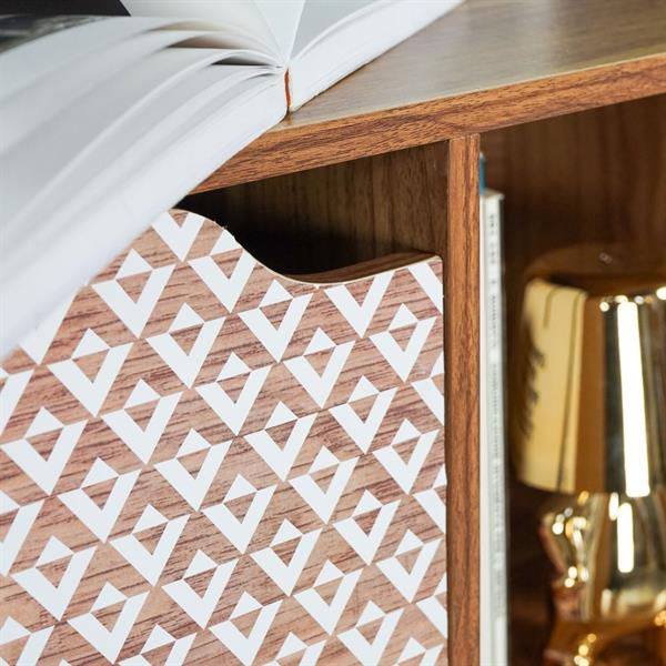 Libreria in legno 6 cubi con ante decorate