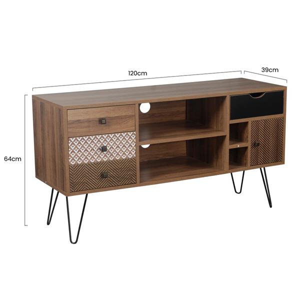 Mobiletto TV effetto rovere con piedini in acciaio