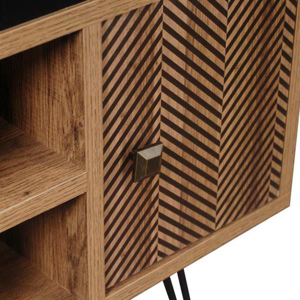 Mobiletto TV effetto rovere con piedini in acciaio