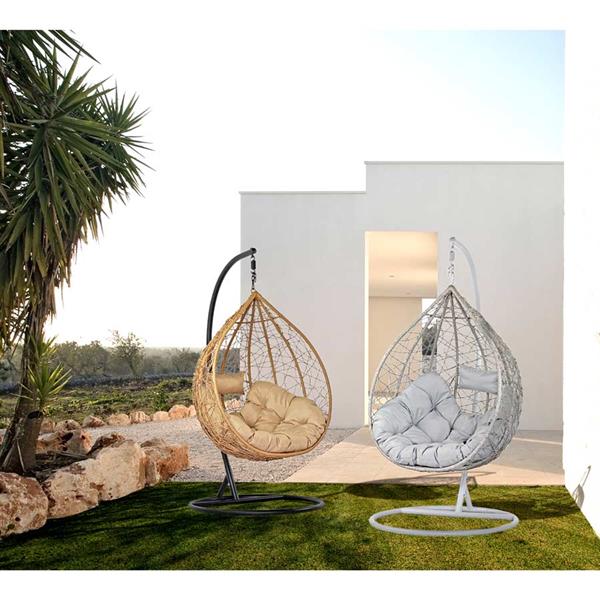Poltrona sospesa da giardino con cuscino grigio - Amirantes