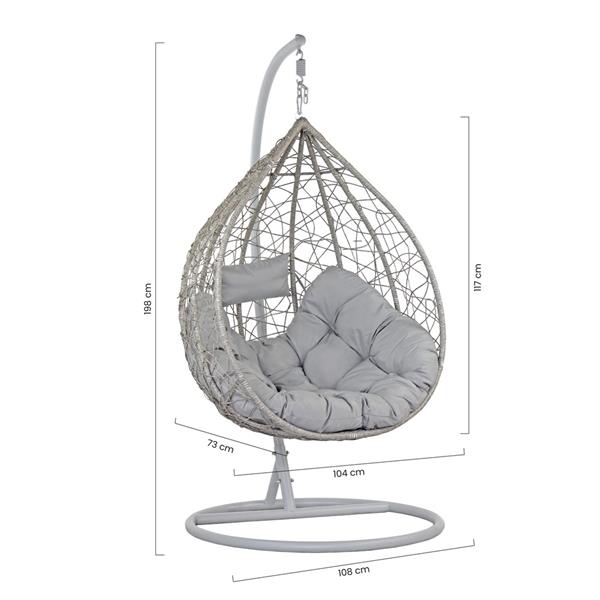 Poltrona sospesa da giardino con cuscino grigio - Amirantes