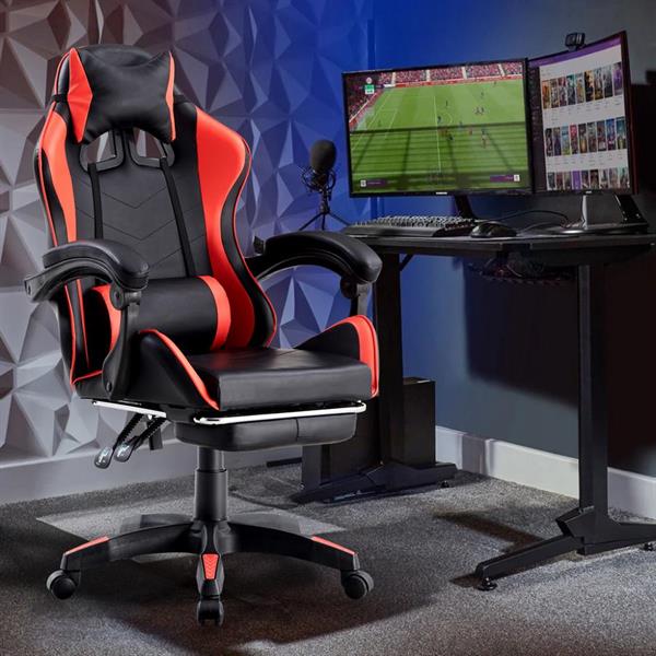 Poltrona Sedia Gaming casa e ufficio da scrivania con poggiapiedi e schienale reclinabile