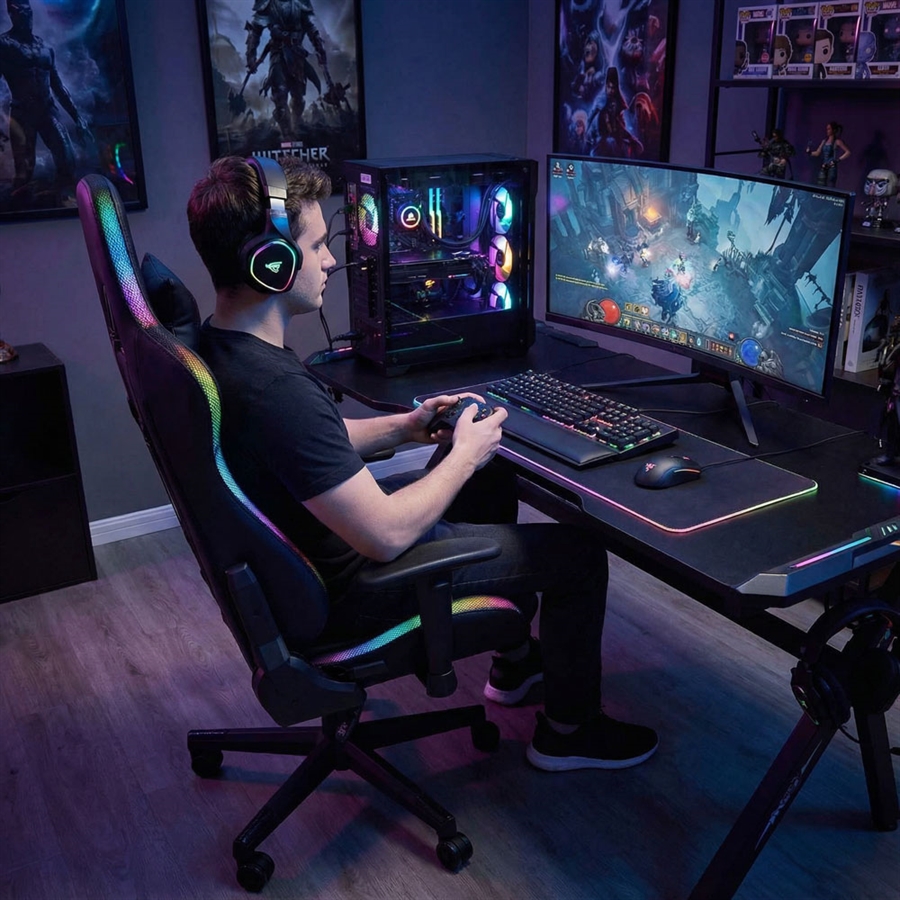 Amstrad - Fauteuil Gaming Elite LED Samurai - RGB 576 Effets