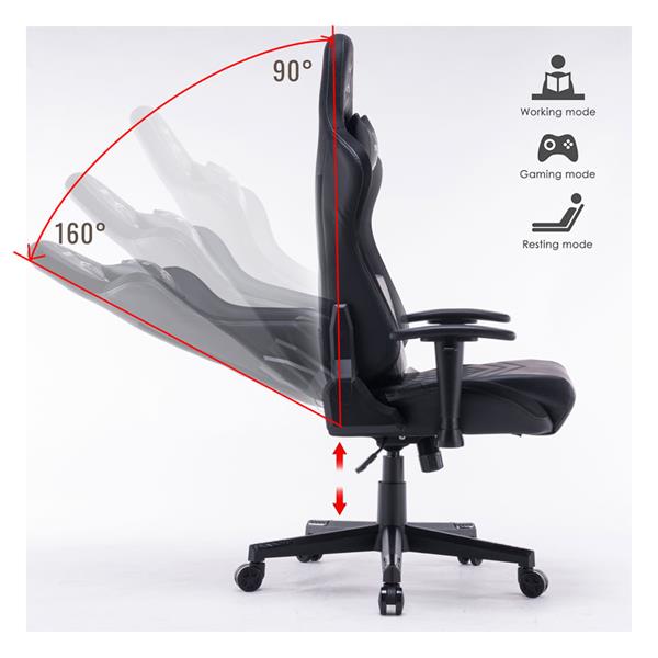 Poltrona Sedia Gaming con LED RGB Integrati regolabile e reclinabile 160° per ufficio e casa