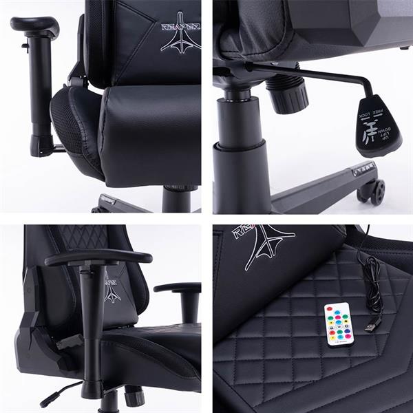 Poltrona Sedia Gaming con LED RGB Integrati regolabile e reclinabile 160° per ufficio e casa