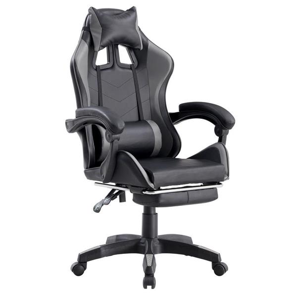 Sedia gaming ufficio poltrona racing ergonomica girevole grigia e nera