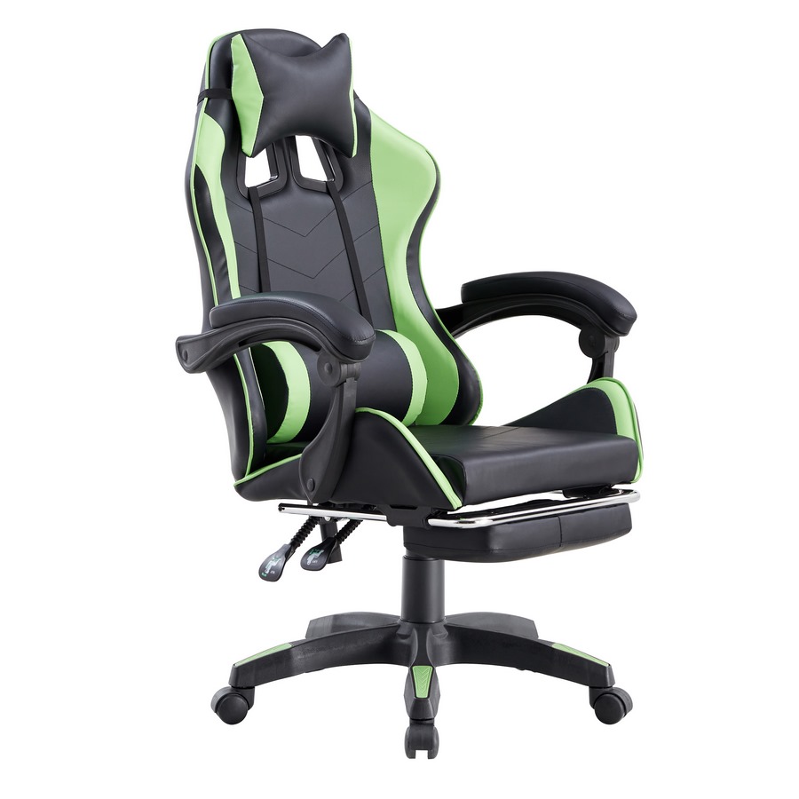 Il numero 1 del risparmio-SEDIA DA GAMING SEDIA UFFICIO ERGONOMICA CON  ROTELLE IN ECOPELLE NERO E VERDE