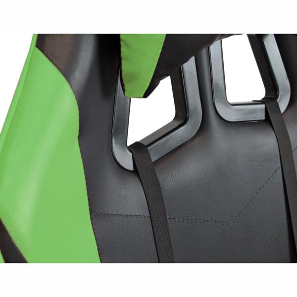 Sedia gaming ergonomica poltrona racing girevole ecopelle verde e nera