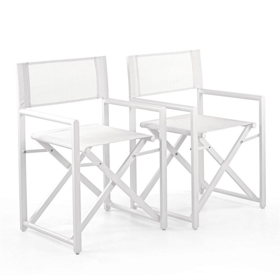 Set 2 sedie regista in alluminio richiudibili bianco - Gilda