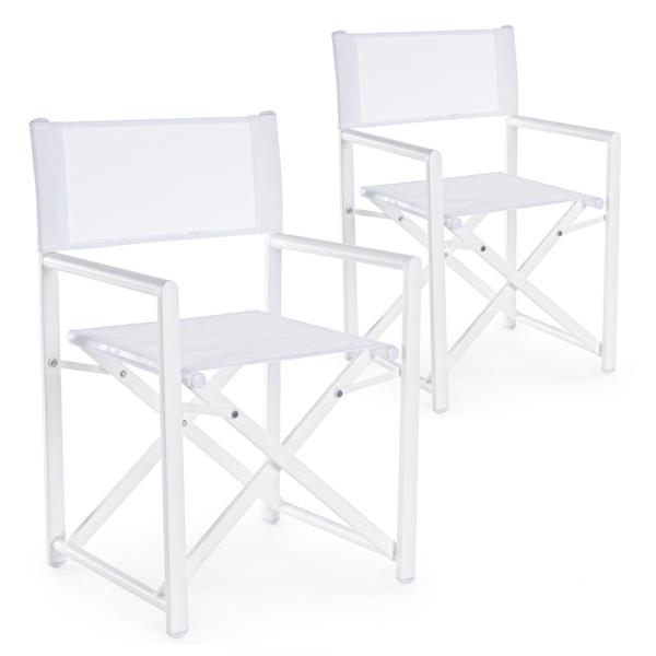Set 2 sedie regista in alluminio richiudibili bianco - Gilda