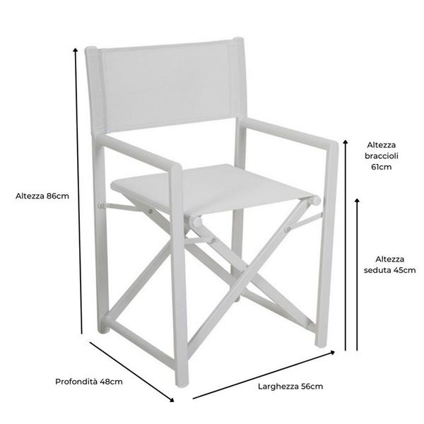 Set 2 sedie regista in alluminio Gilda da giardino richiudibili
