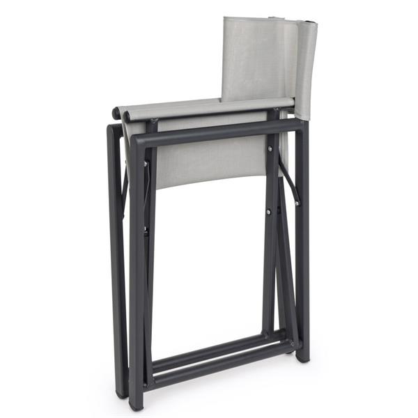 Sedie regista Gilda pieghievoli in alluminio grigio - Set da 2