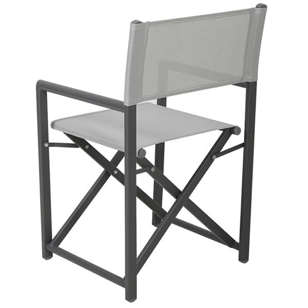 Sedie regista Gilda pieghievoli in alluminio grigio - Set da 2