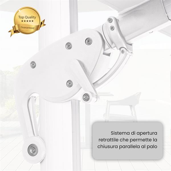 Ombrellone grande da giardino 4x4 Bianco modello Roma