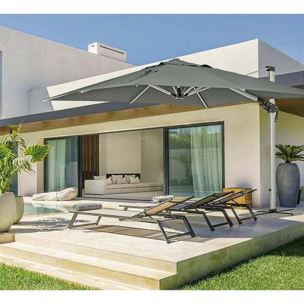 Ombrellone da terrazza 3x3 palo laterale Roma Grigio