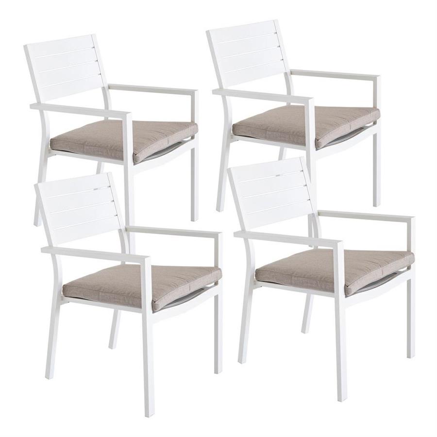 Chicca: Set di 4 Sedie da esterno in alluminio bianco