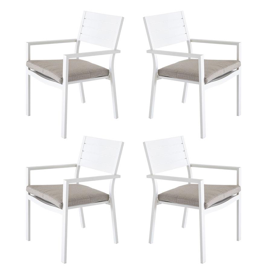 Chicca: Set di 4 Sedie da esterno in alluminio bianco