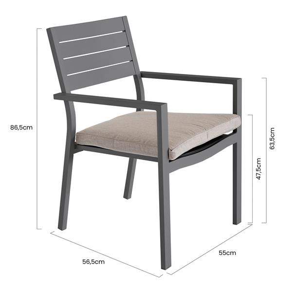 Set da 4 sedie da giardino Chicca grigie con struttura in alluminio