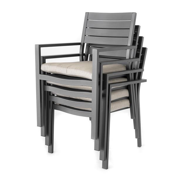 Set da 4 sedie da giardino Chicca grigie con struttura in alluminio
