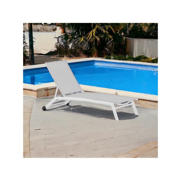 Lettino da giardino con ruote Oasi bianco