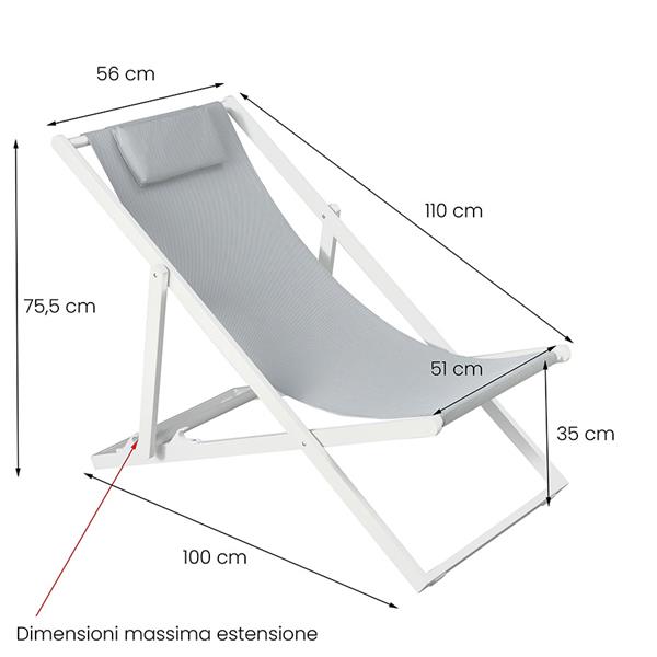Sedia a sdraio da giardino pieghevole Gilda bianco