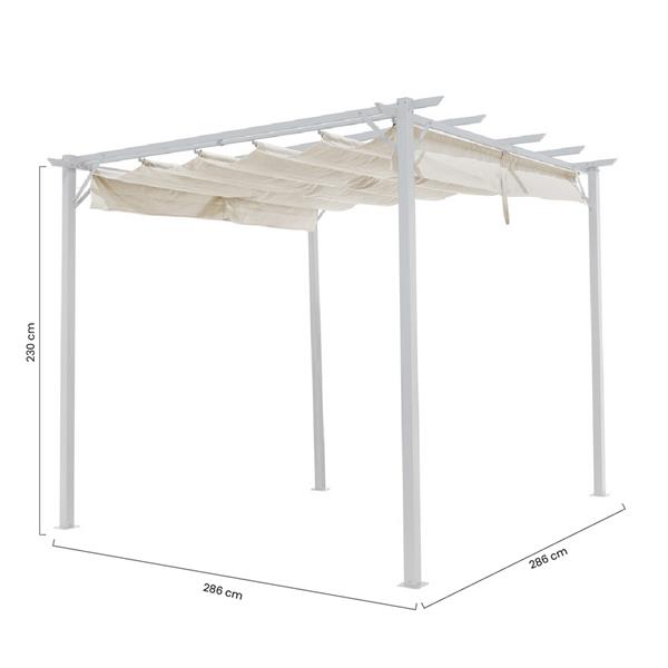 Pergola da esterno con telo scorrevole 2,86 x 2,86