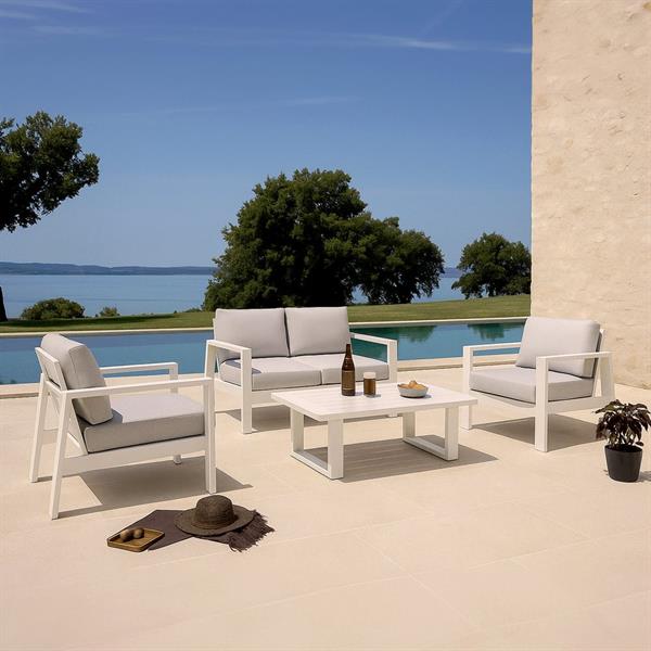 Set da giardino completo Bars in alluminio bianco