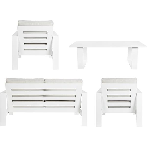 Set da giardino completo Bars in alluminio bianco
