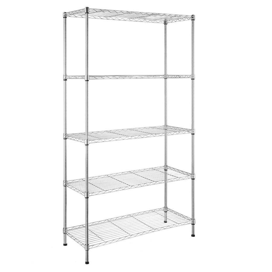 Scaffale filo cromato componibile 5 ripiani 90x35x180 cm