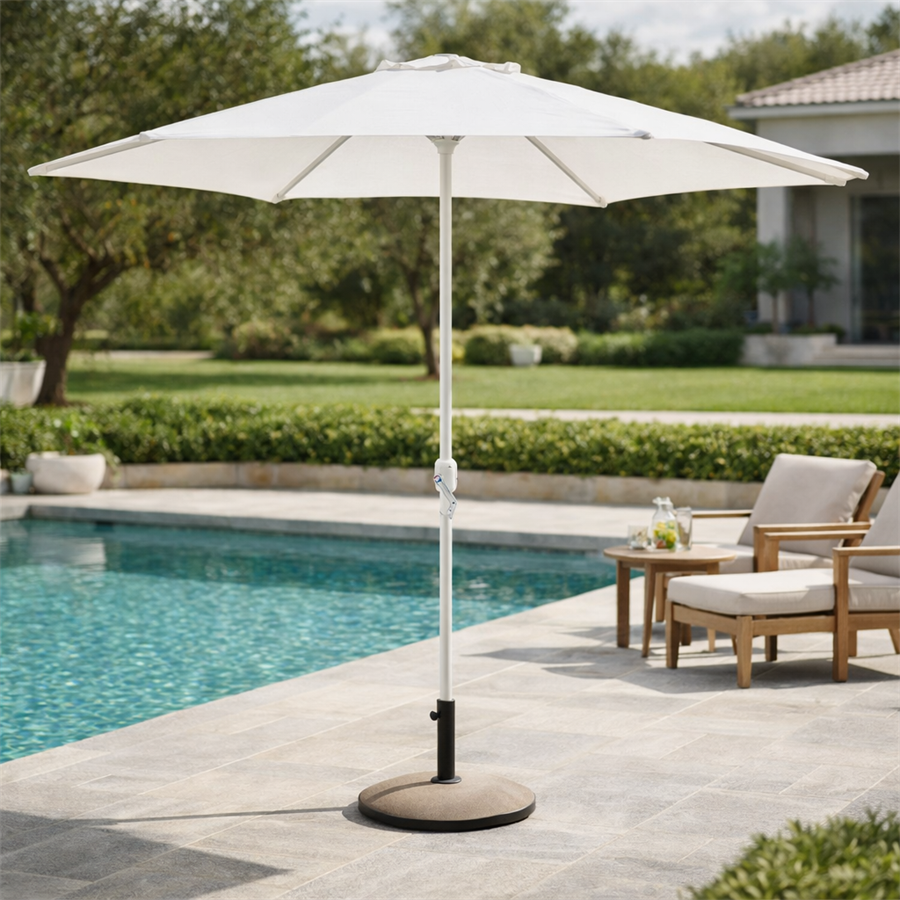 Ombrellone da giardino diametro 270 cm con palo centrale bianco - Kela