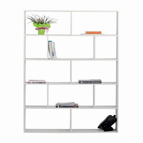 Libreria in legno bianca da parete aperta 4 ripiani 160x124x24 cm