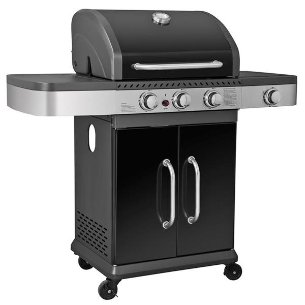 Barbecue a gas con 3 bruciatori + 1 fuoco laterale Dallas nero