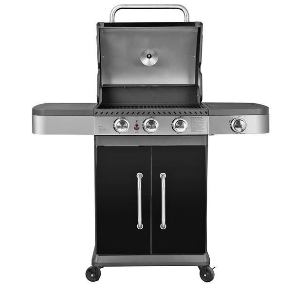 Barbecue a gas con 3 bruciatori + 1 fuoco laterale Dallas nero